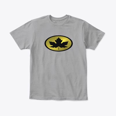 Kid's T-Shirt Canada Theme - 'Leaf Man' Black & Gold Logo