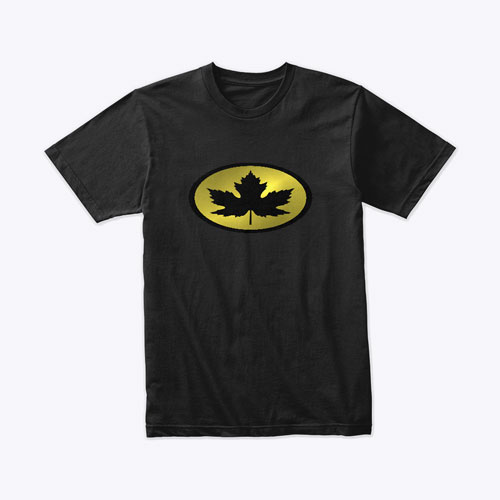 Unisex-Men's Canada T-Shirt - 'Leaf Man' Black & Gold Logo