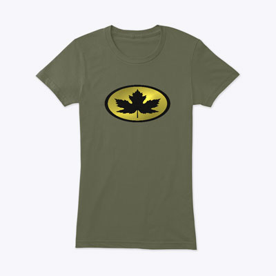 Women's Canada T-Shirt - 'Leaf Woman' Black & Gold Logo