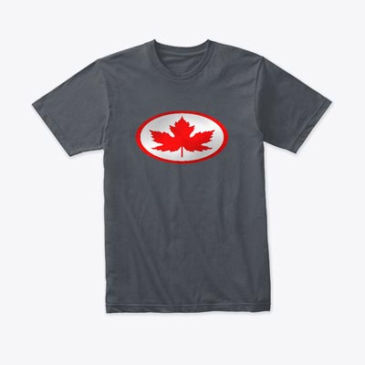 Unisex-Men's Canada T-Shirt - 'Leaf Man' Red & Silver Logo