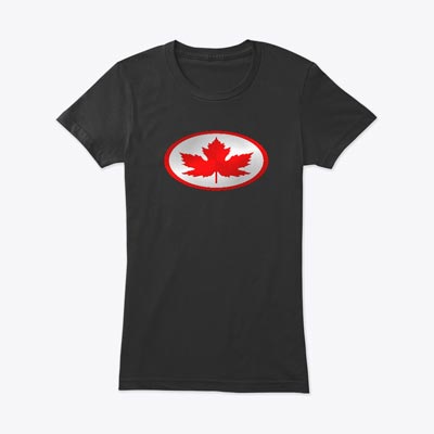 Women's Canada T-Shirt - 'Leaf Woman' Red & Silver Logo