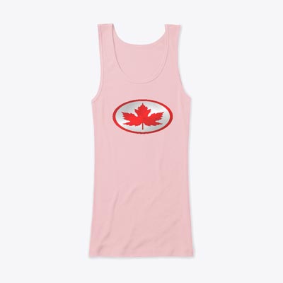 Women's Tank Tops Canada - 'Leaf Woman' Red & Silver Logo